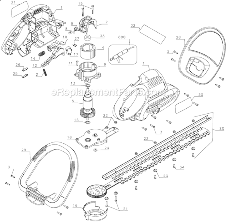 Page A Diagram and Parts List for 79955 Type 1 Black and Decker Hedge Trimmer